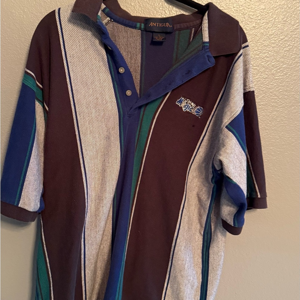 Orlando Magic 1994 Antigua Blue and Green Polo Shirt Casual Comfort